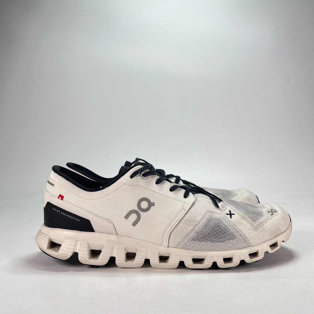On Running Cloud X 3 Ivory Black Lace Up Training Shoes 60.98706 Men's Size 12